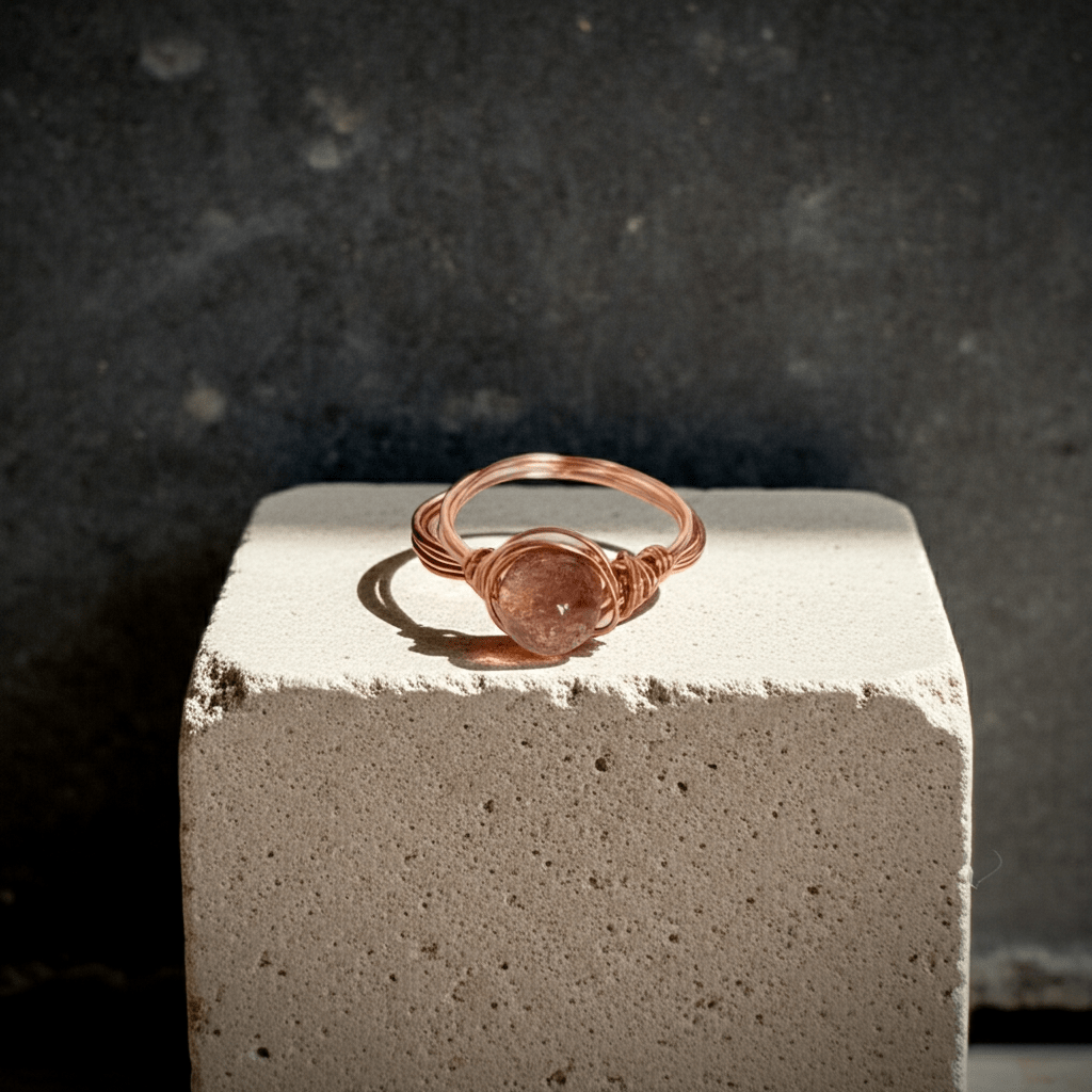 Brown Faceted Wire-Wrapped Ring – Handmade Boho Ring | Unique Gift for Her