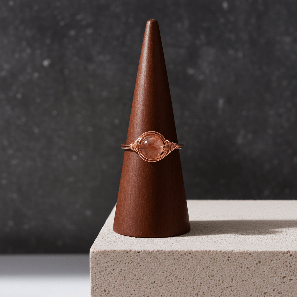 Brown Faceted Wire-Wrapped Ring – Handmade Boho Ring | Unique Gift for Her