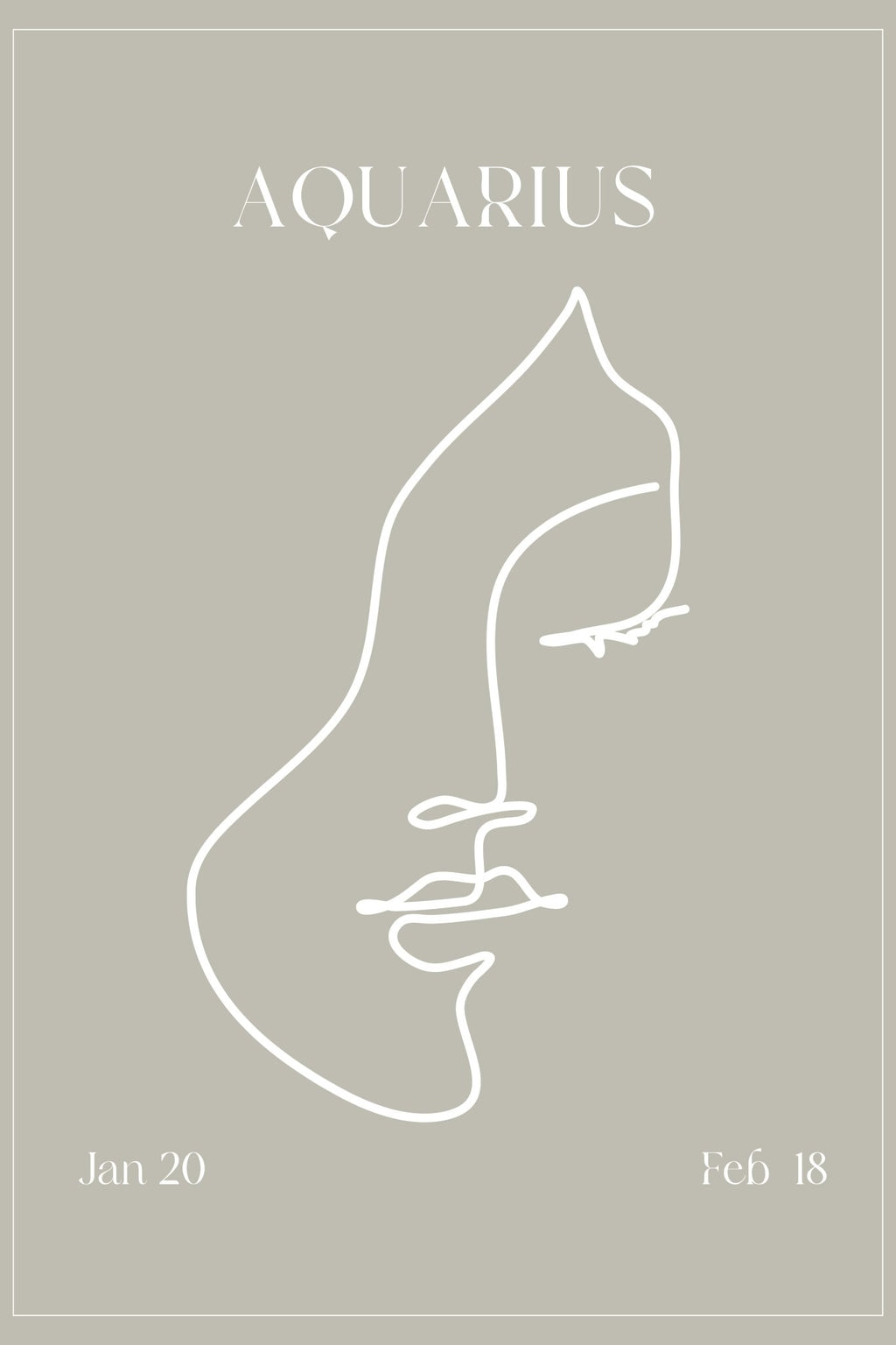Aquarius Zodiac Print | Minimalist Line Art Wall Art