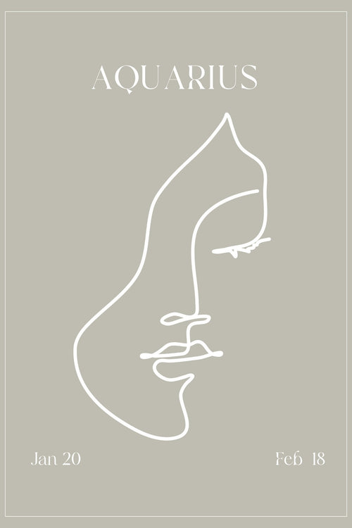 Aquarius Zodiac Print | Minimalist Line Art Wall Art