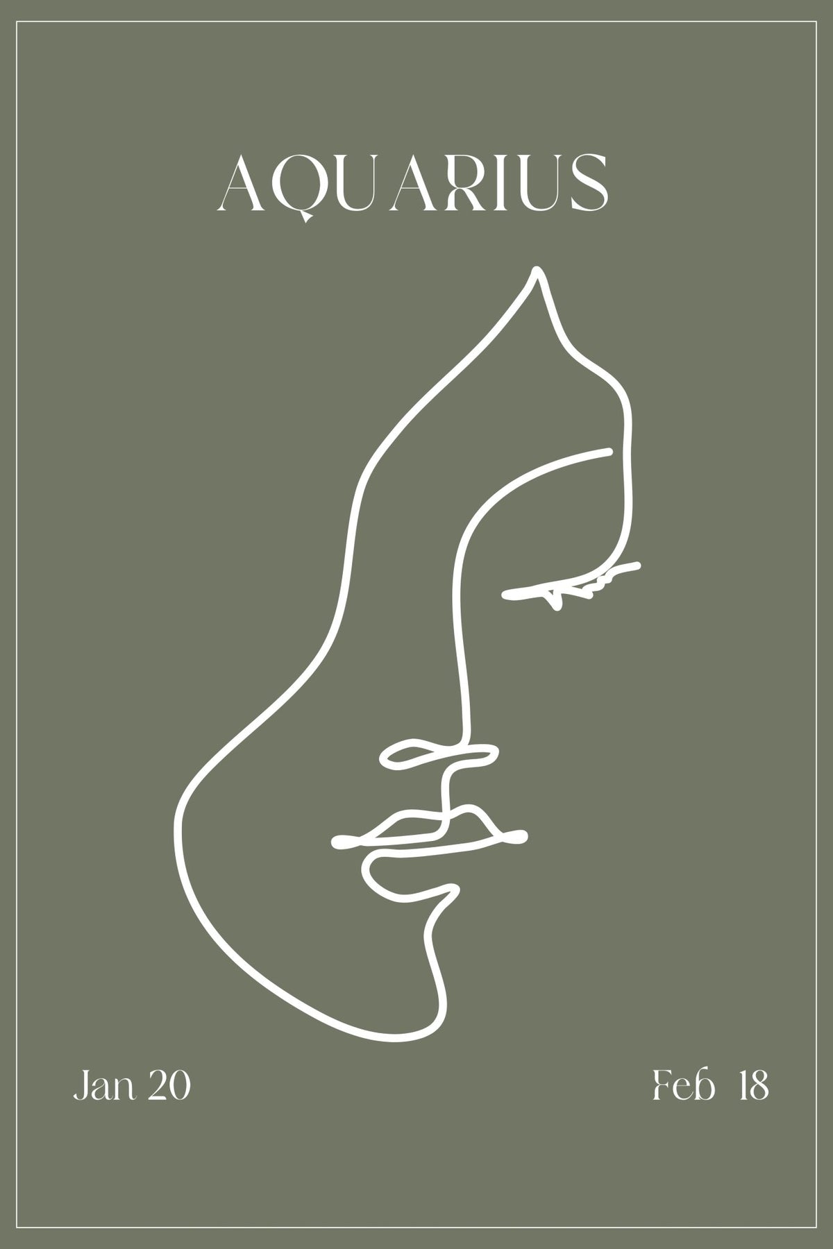 Aquarius Zodiac Print | Minimalist Line Art Wall Art