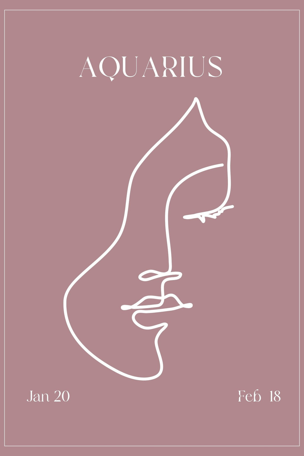 Aquarius Zodiac Print | Minimalist Line Art Wall Art