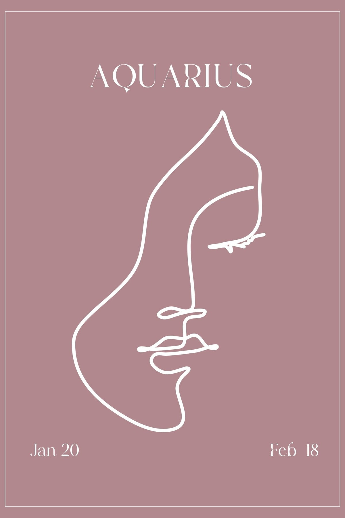 Aquarius Zodiac Print | Minimalist Line Art Wall Art