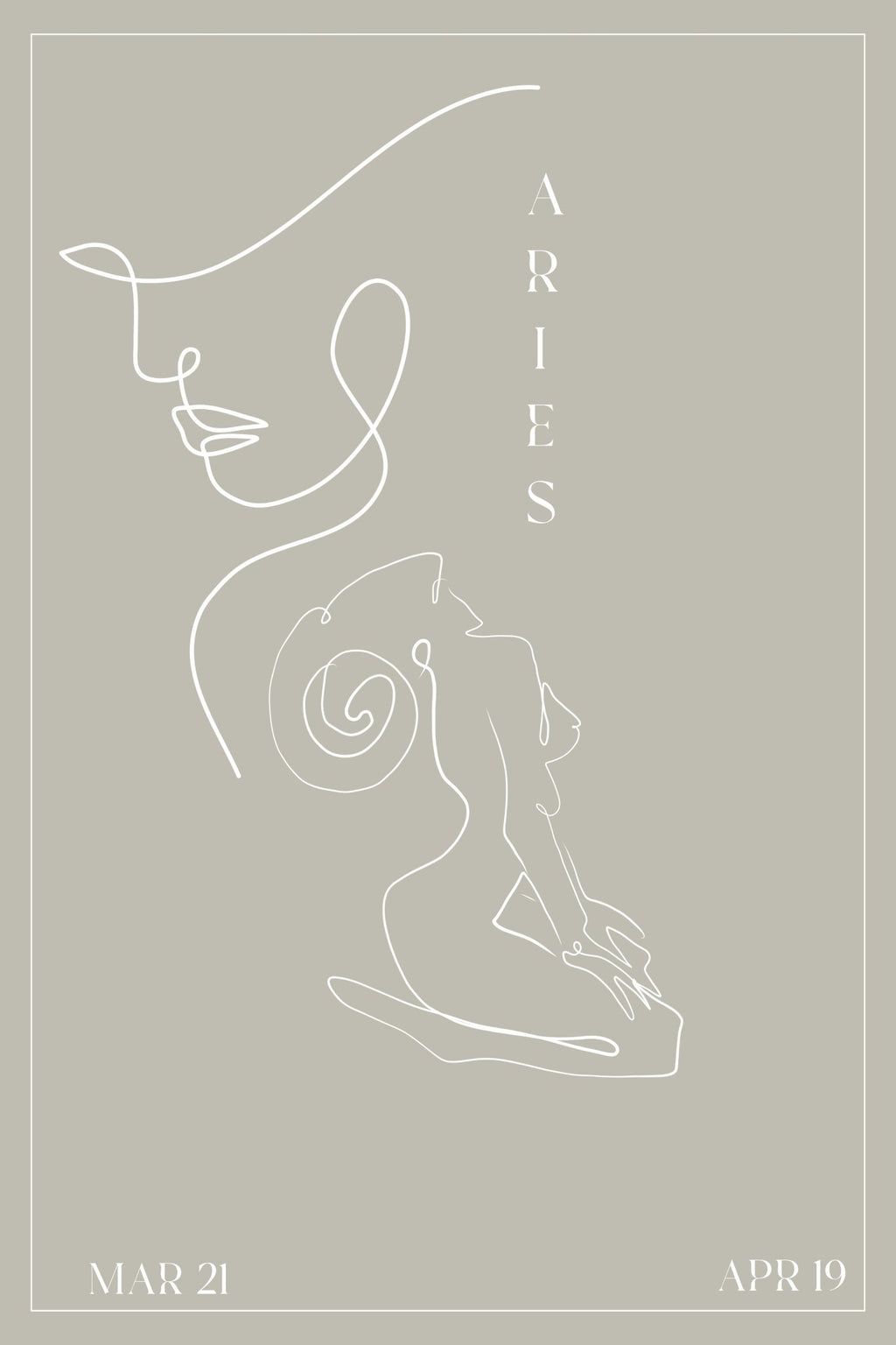 Aries Zodiac Print | Minimalist Line Art Wall Art