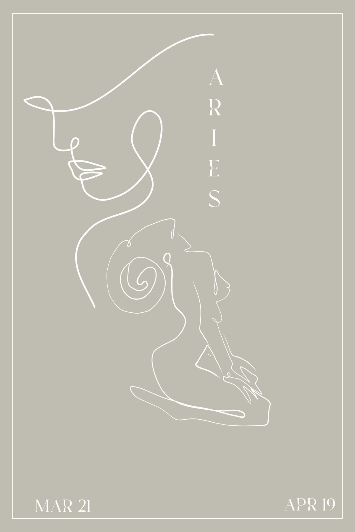 Aries Zodiac Print | Minimalist Line Art Wall Art