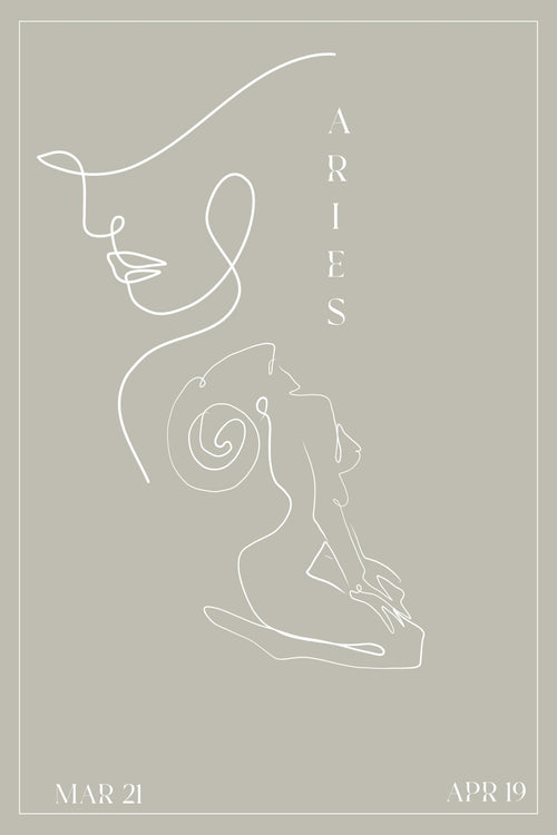 Aries Zodiac Print | Minimalist Line Art Wall Art