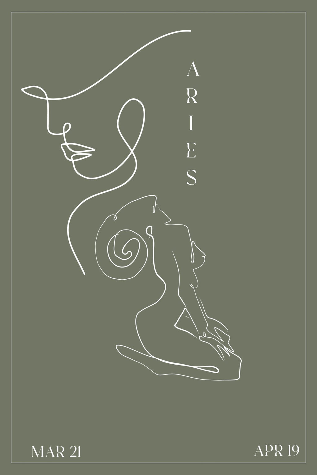Aries Zodiac Print | Minimalist Line Art Wall Art