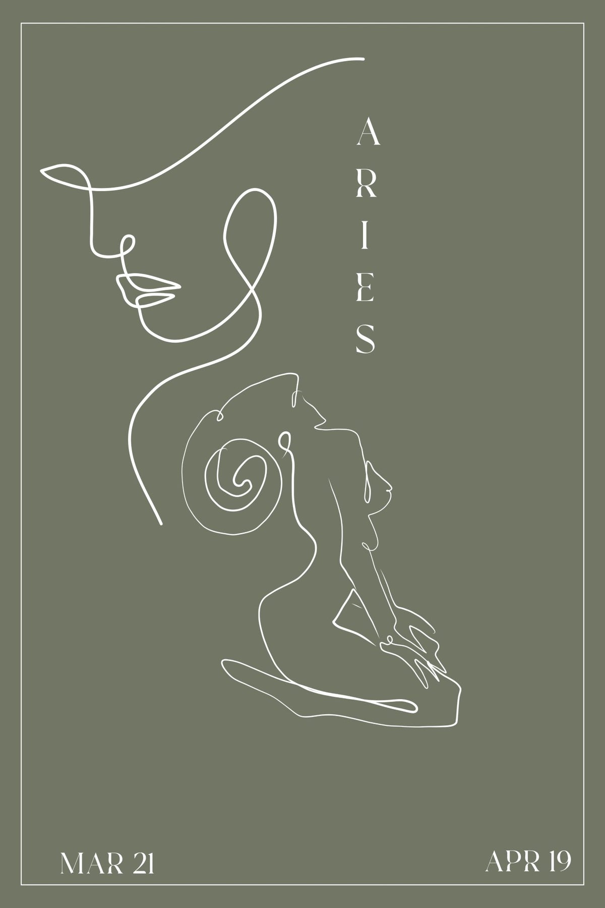 Aries Zodiac Print | Minimalist Line Art Wall Art