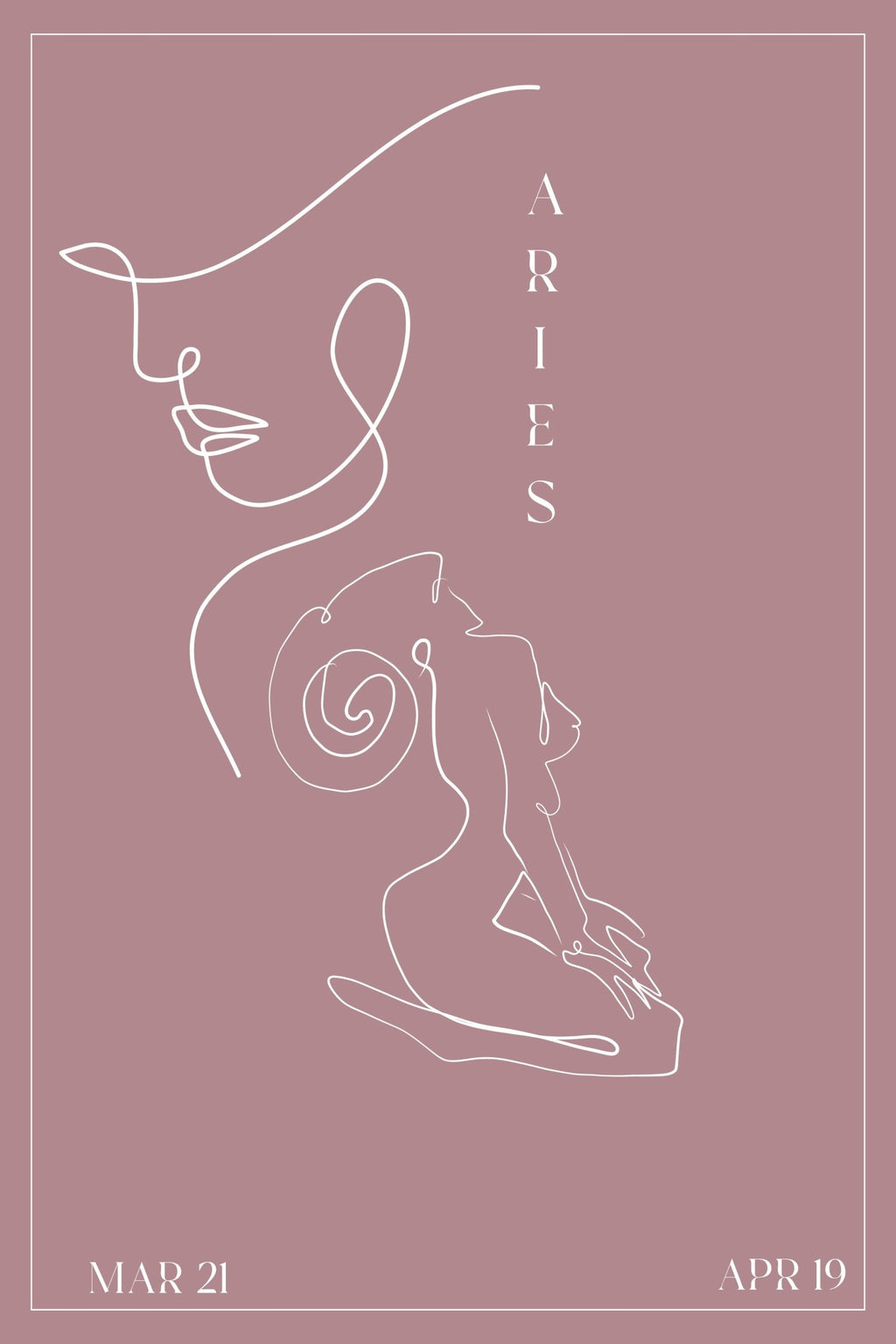 Aries Zodiac Print | Minimalist Line Art Wall Art