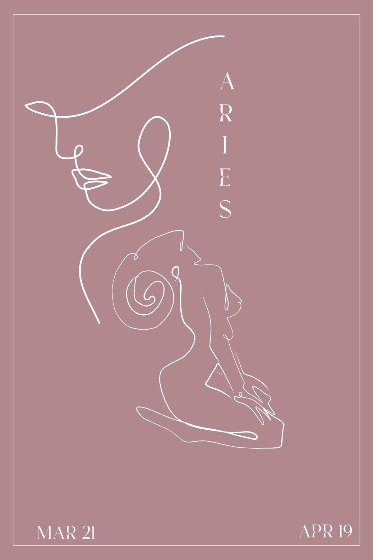 Aries Zodiac Print | Minimalist Line Art Wall Art
