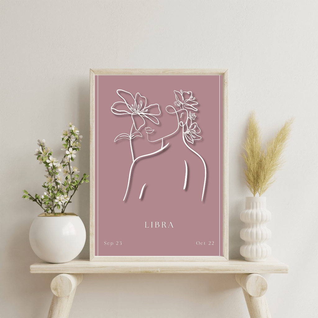 Libra Zodiac Print | Minimalist Line Art Wall Art