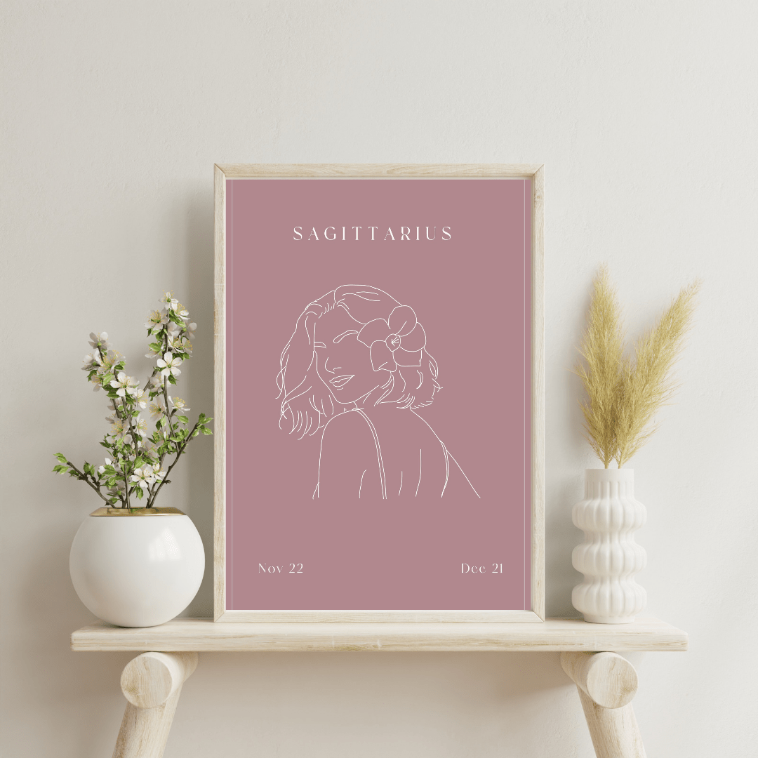 Sagittarius Zodiac Print | Minimalist Line Art Wall Art