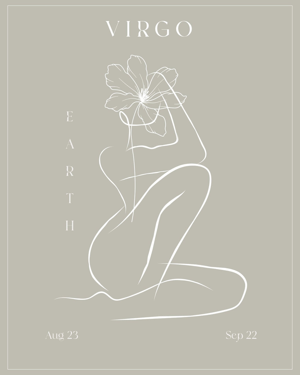 Virgo Zodiac Print | Minimalist Line Art Wall Art