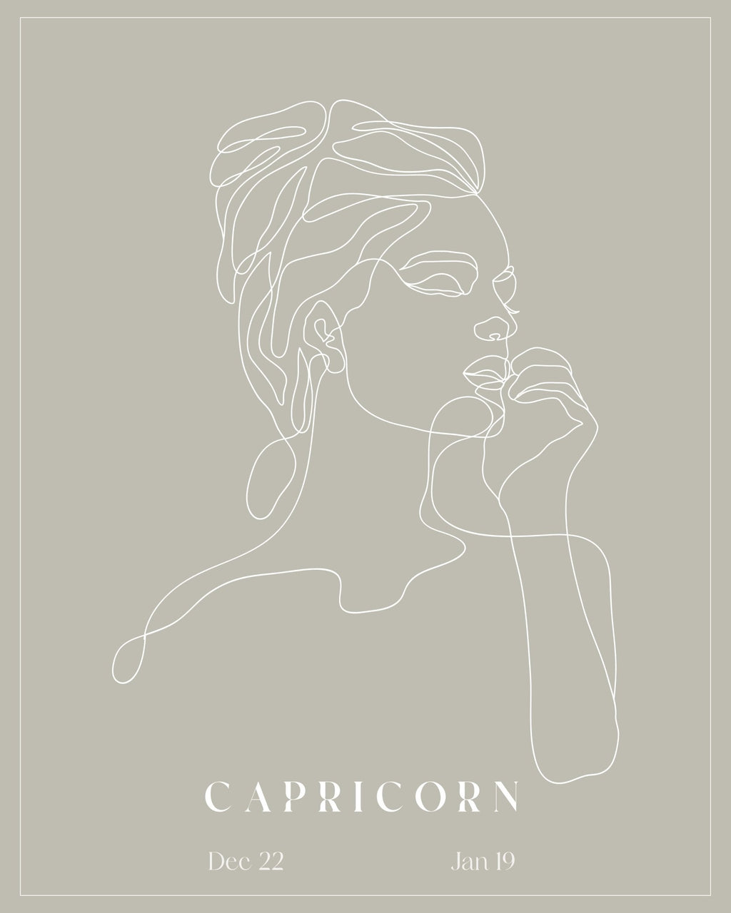 Capricorn Zodiac Print | Minimalist Line Art Wall Art