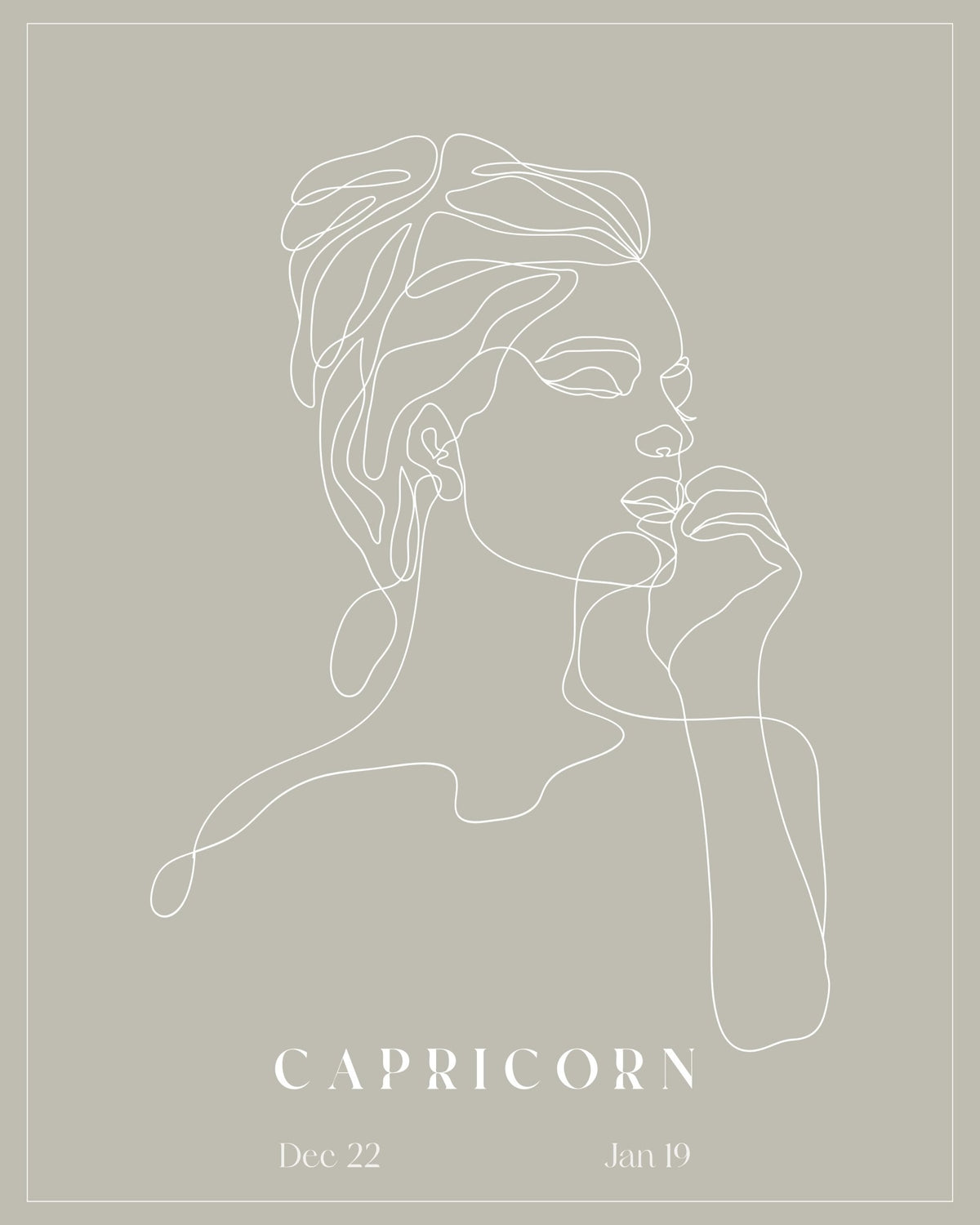 Capricorn Zodiac Print | Minimalist Line Art Wall Art