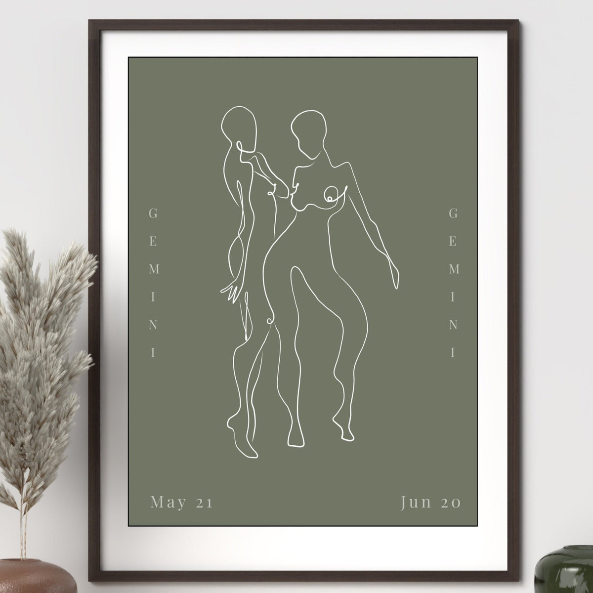 Gemini Zodiac Print | Minimalist Line Art Wall Art