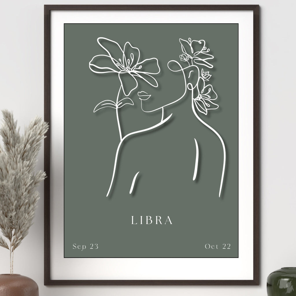 Libra Zodiac Print | Minimalist Line Art Wall Art