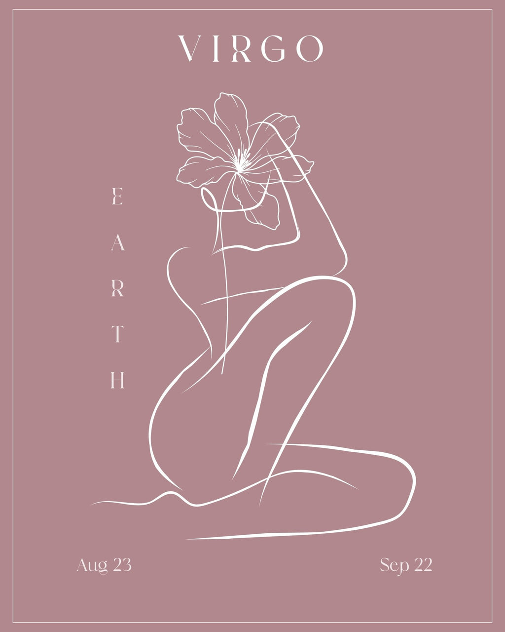 Virgo Zodiac Print | Minimalist Line Art Wall Art
