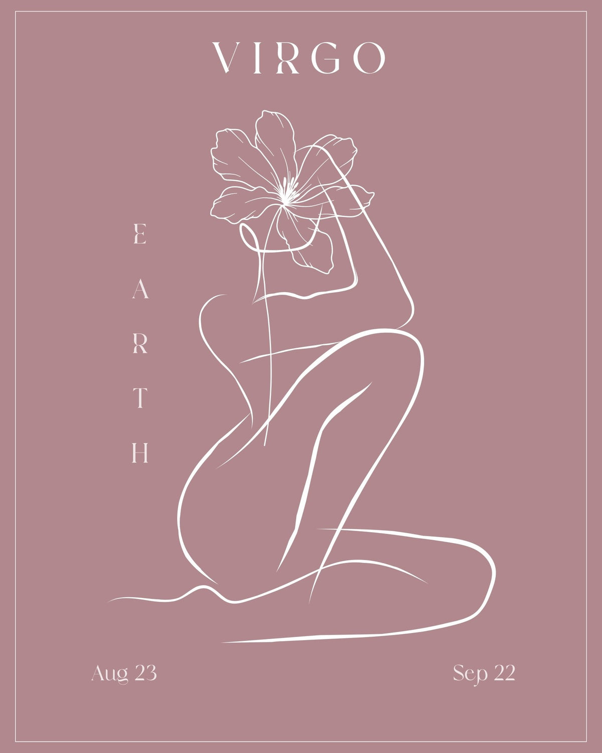 Virgo Zodiac Print | Minimalist Line Art Wall Art