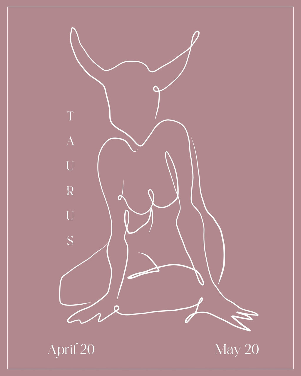 Taurus Zodiac Print | Minimalist Line Art Wall Art