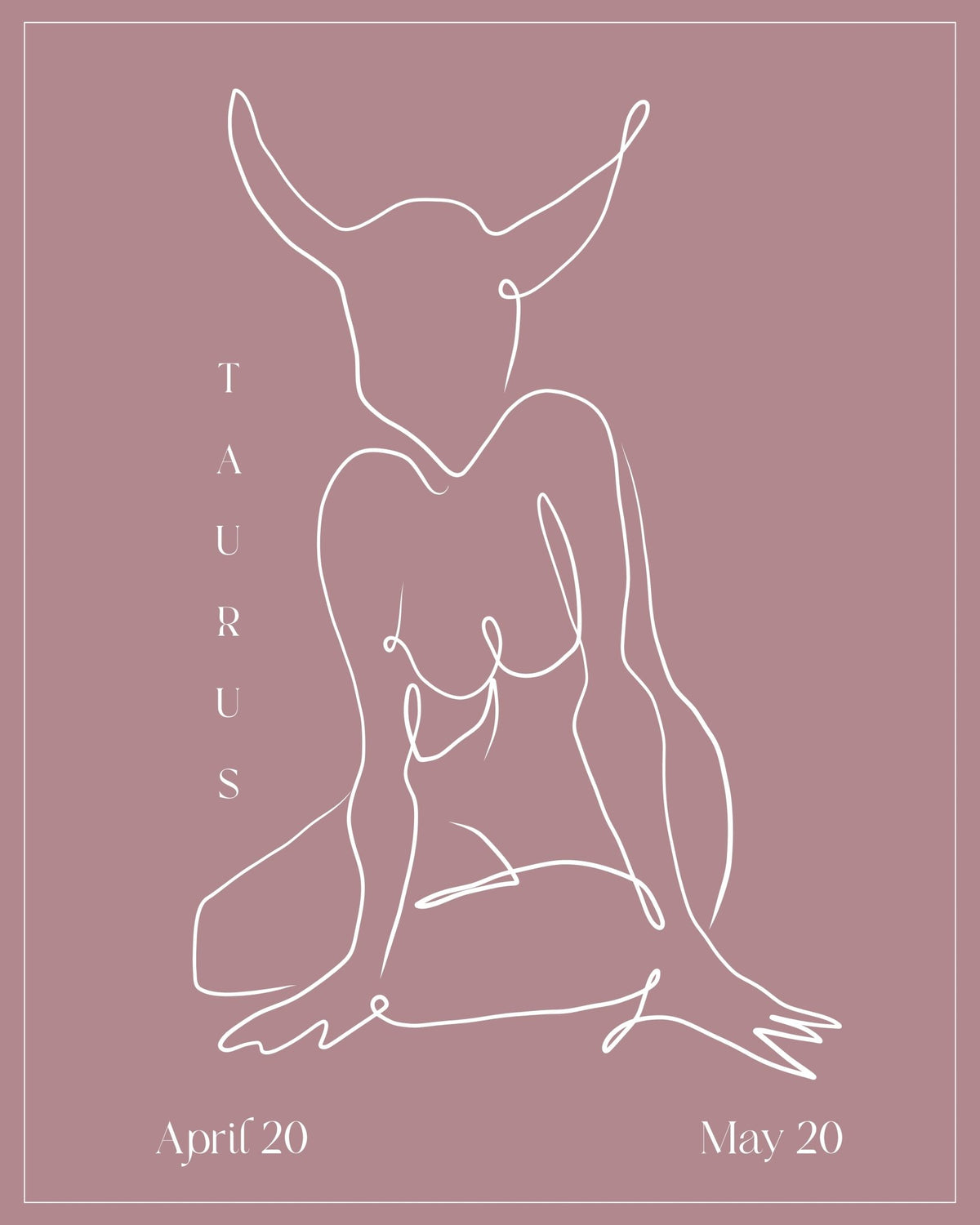 Taurus Zodiac Print | Minimalist Line Art Wall Art