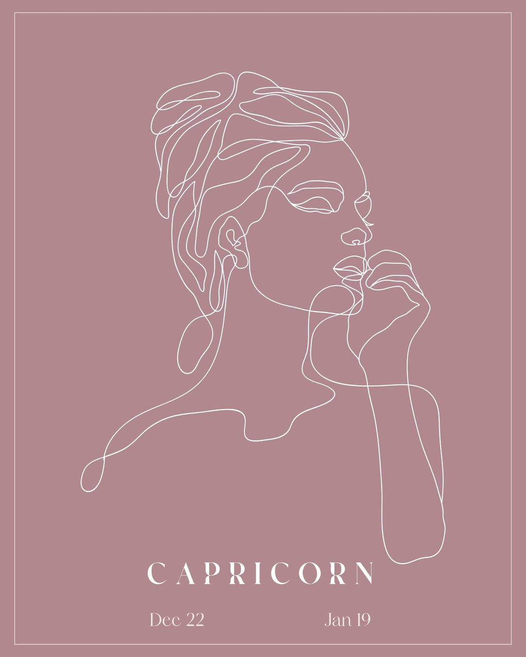 Capricorn Zodiac Print | Minimalist Line Art Wall Art