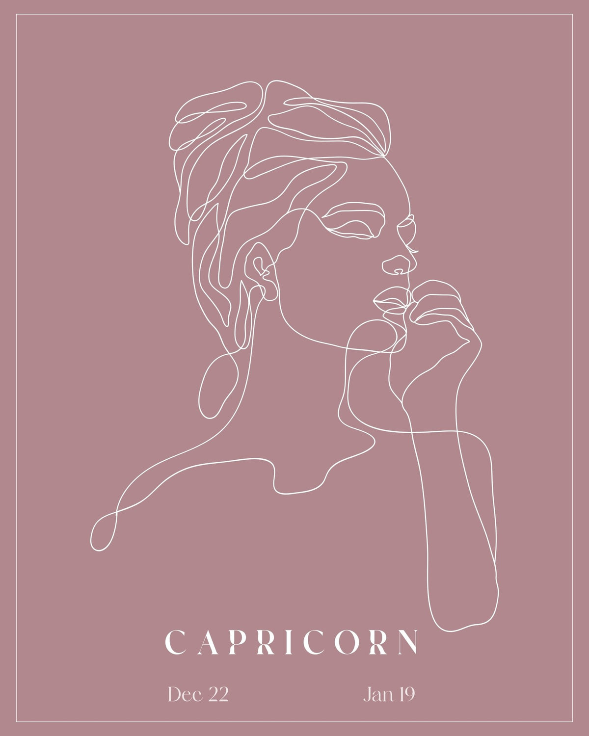 Capricorn Zodiac Print | Minimalist Line Art Wall Art