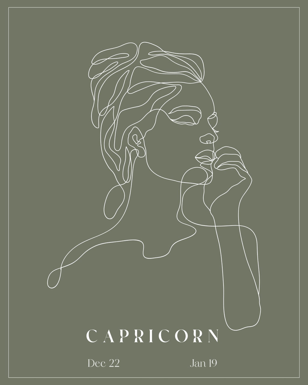 Capricorn Zodiac Print | Minimalist Line Art Wall Art