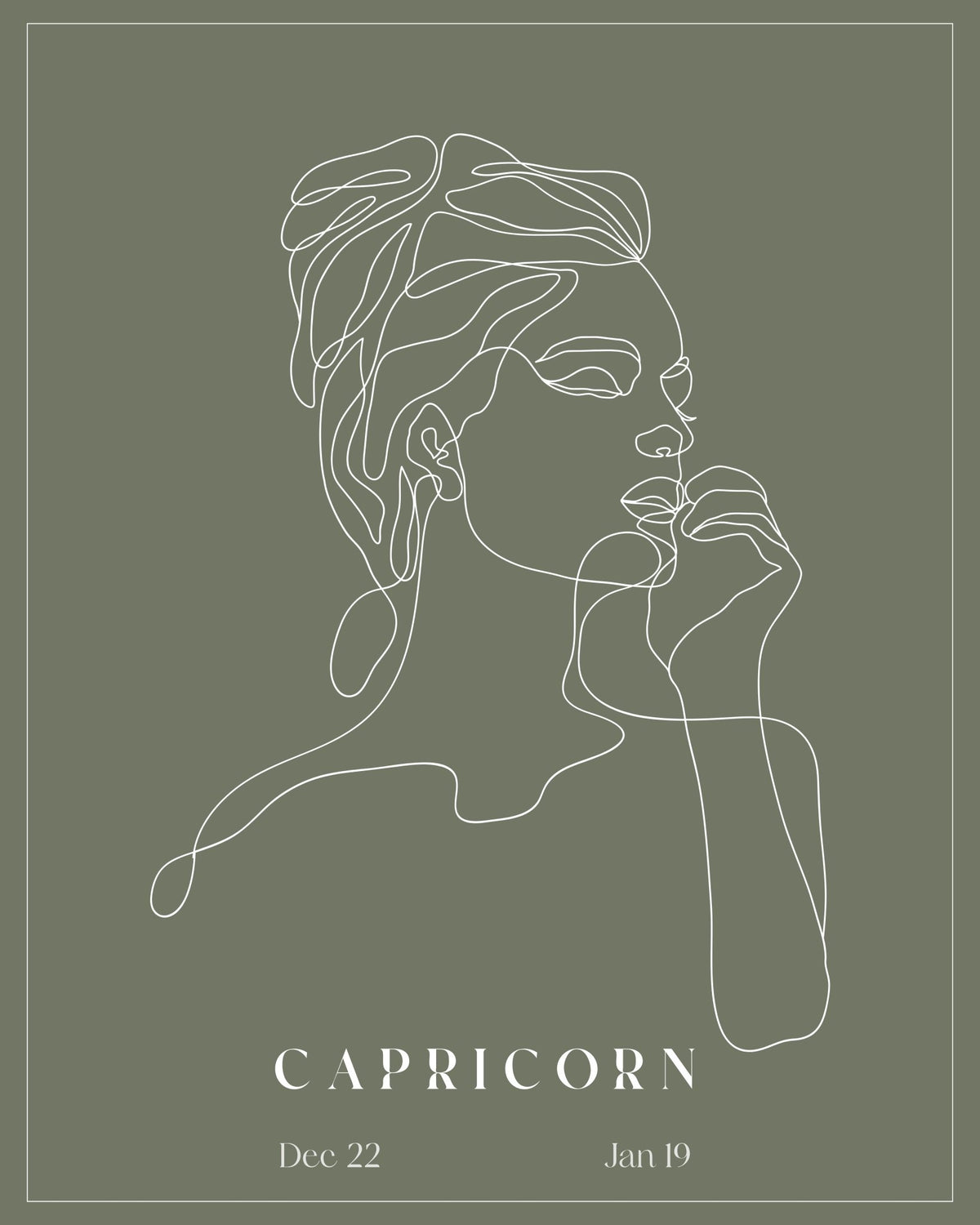 Capricorn Zodiac Print | Minimalist Line Art Wall Art