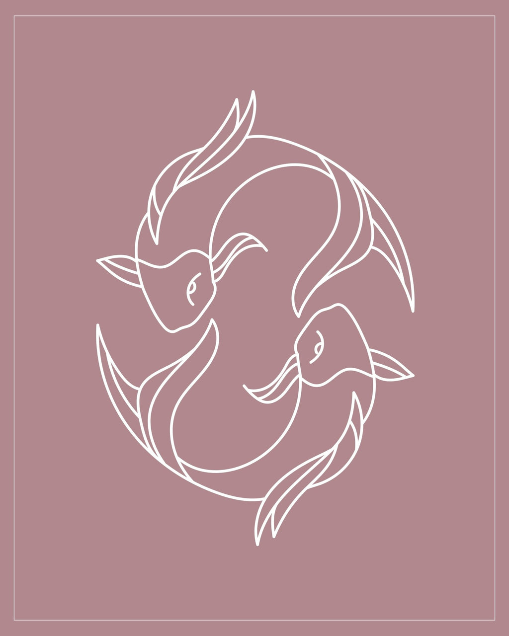 Pisces Zodiac Print | Minimalist Line Art Wall Art
