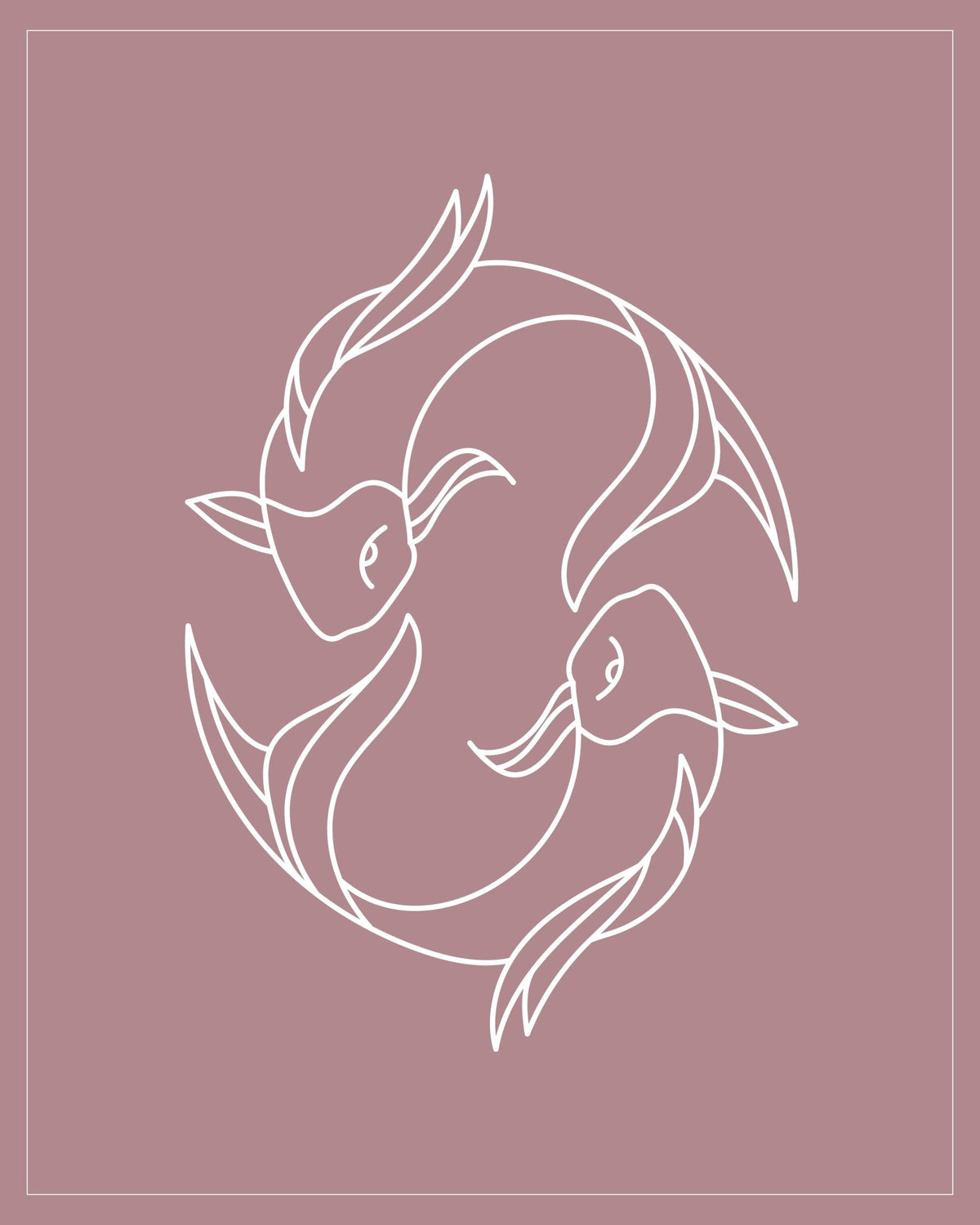 Pisces Zodiac Print | Minimalist Line Art Wall Art