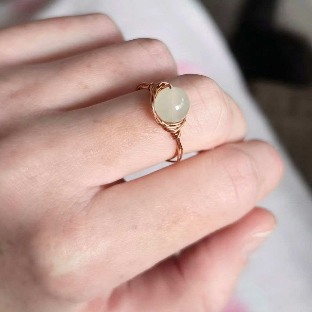 Handmade Clear Faceted Wire-Wrapped Ring