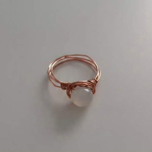 Handmade Clear Faceted Wire-Wrapped Ring