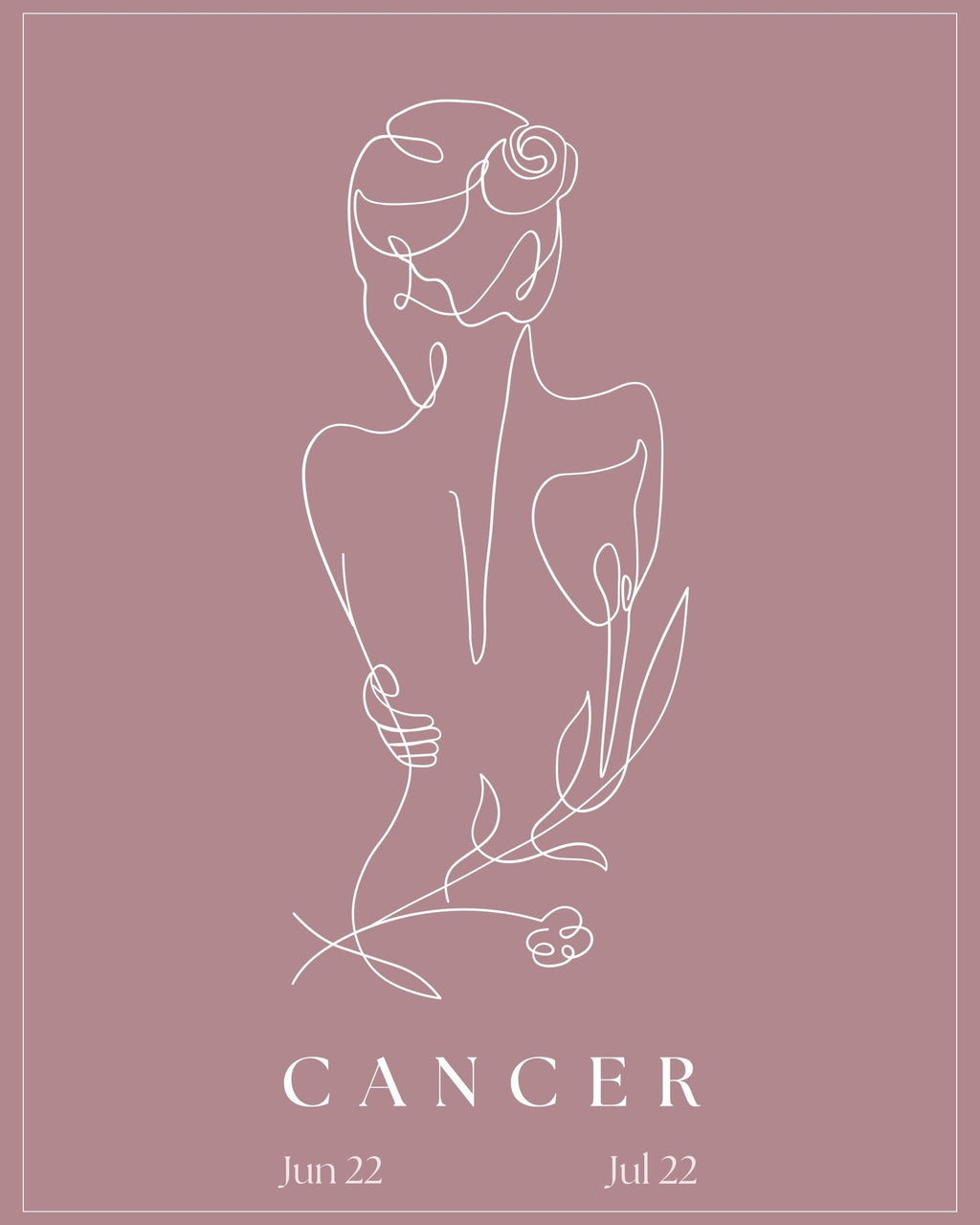 Cancer Zodiac Print | Minimalist Line Art Wall Art