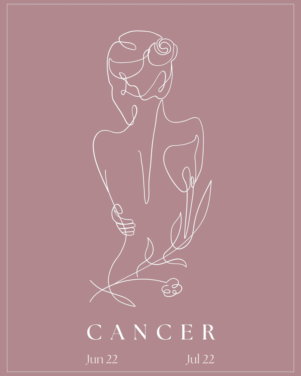Cancer Zodiac Print | Minimalist Line Art Wall Art