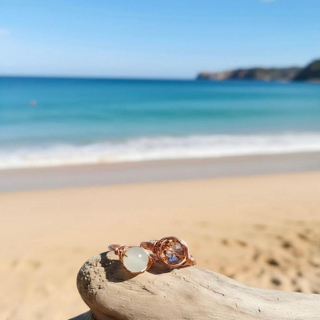Handmade Clear Faceted Wire-Wrapped Ring