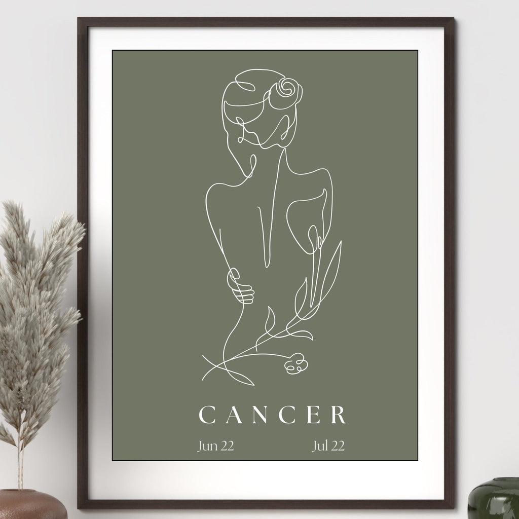 Cancer Zodiac Print | Minimalist Line Art Wall Art