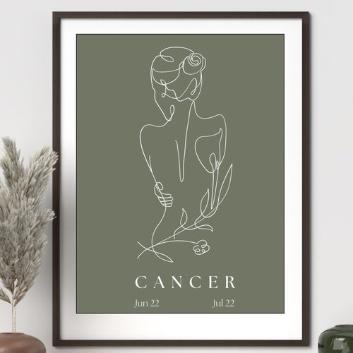 Cancer Zodiac Print | Minimalist Line Art Wall Art