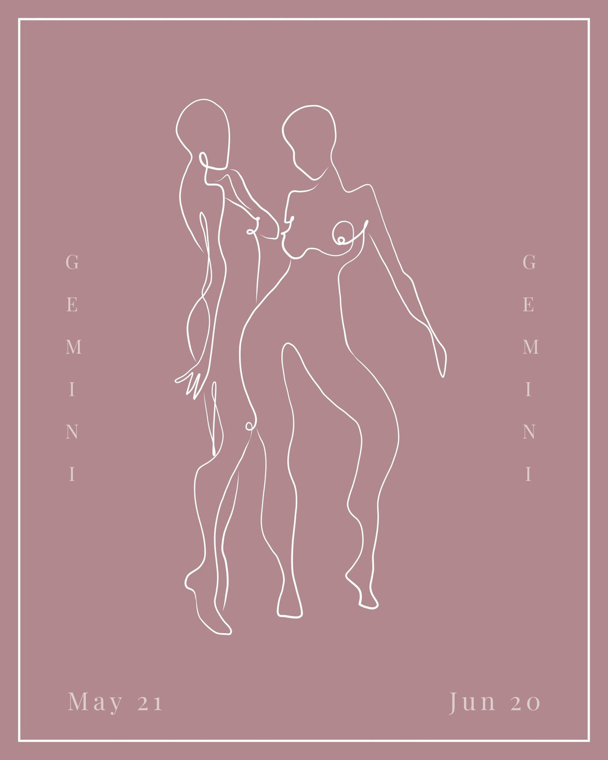 Gemini Zodiac Print | Minimalist Line Art Wall Art