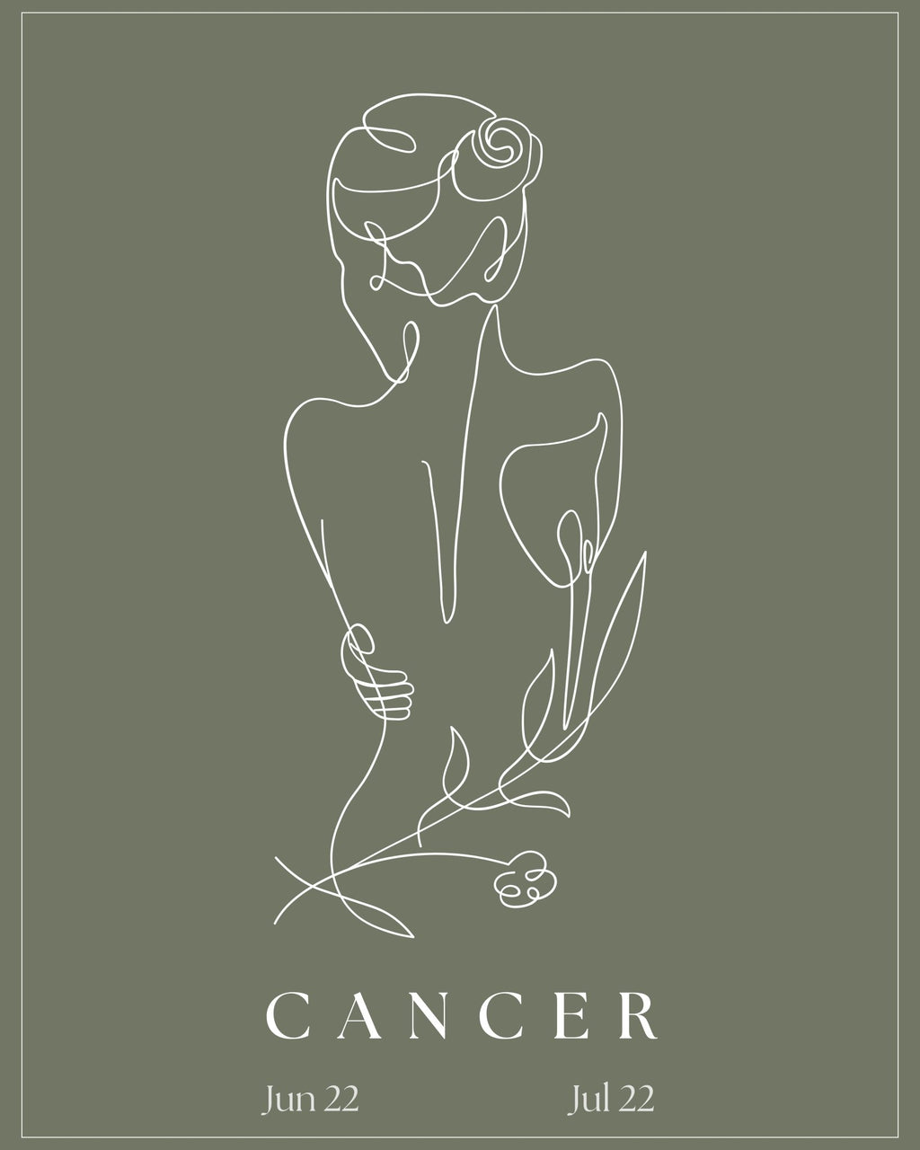 Cancer Zodiac Print | Minimalist Line Art Wall Art