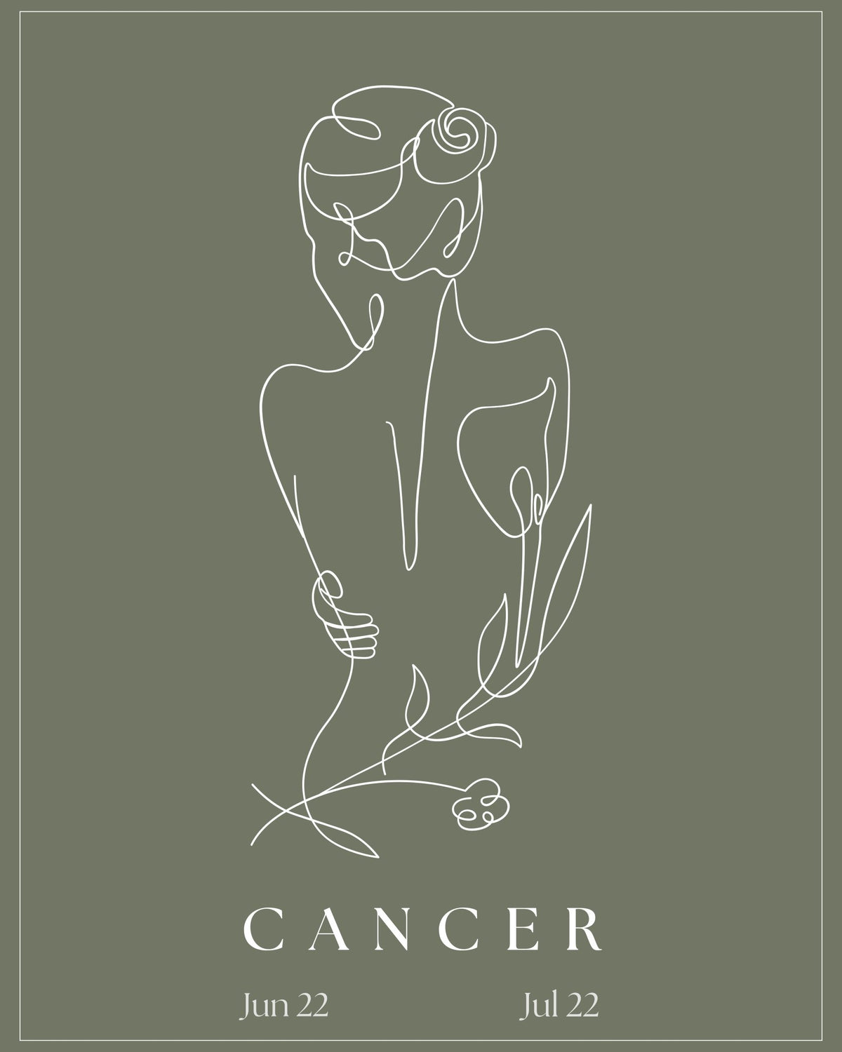 Cancer Zodiac Print | Minimalist Line Art Wall Art
