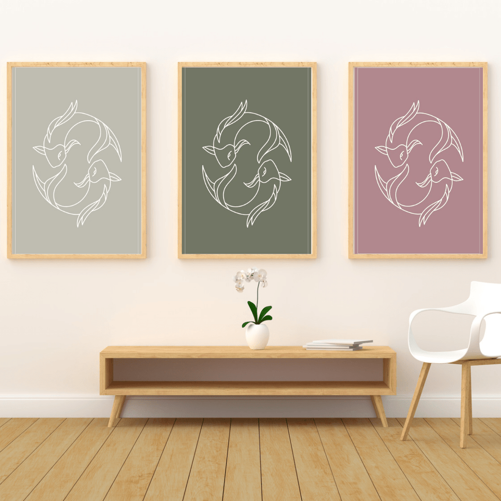 Pisces Zodiac Print | Minimalist Line Art Wall Art