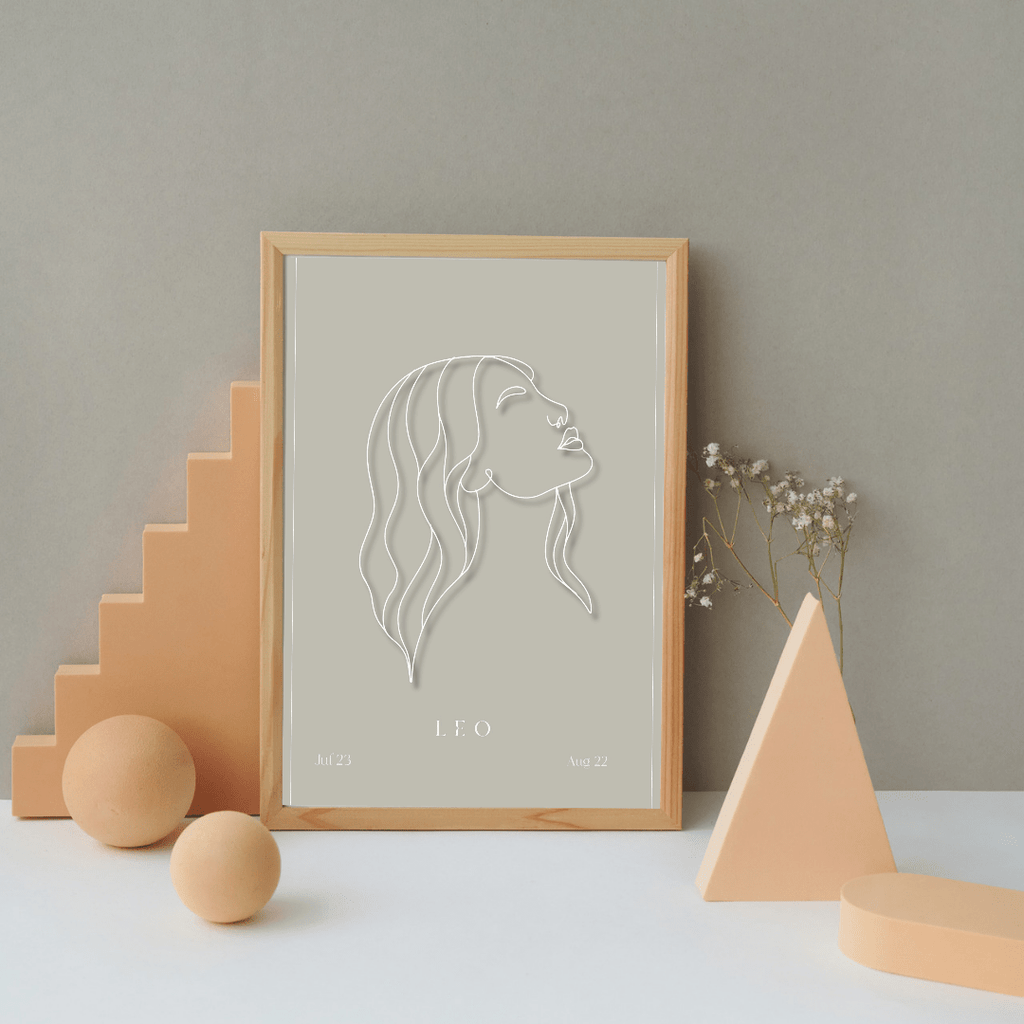 Leo Zodiac Print | Minimalist Line Art Wall Art