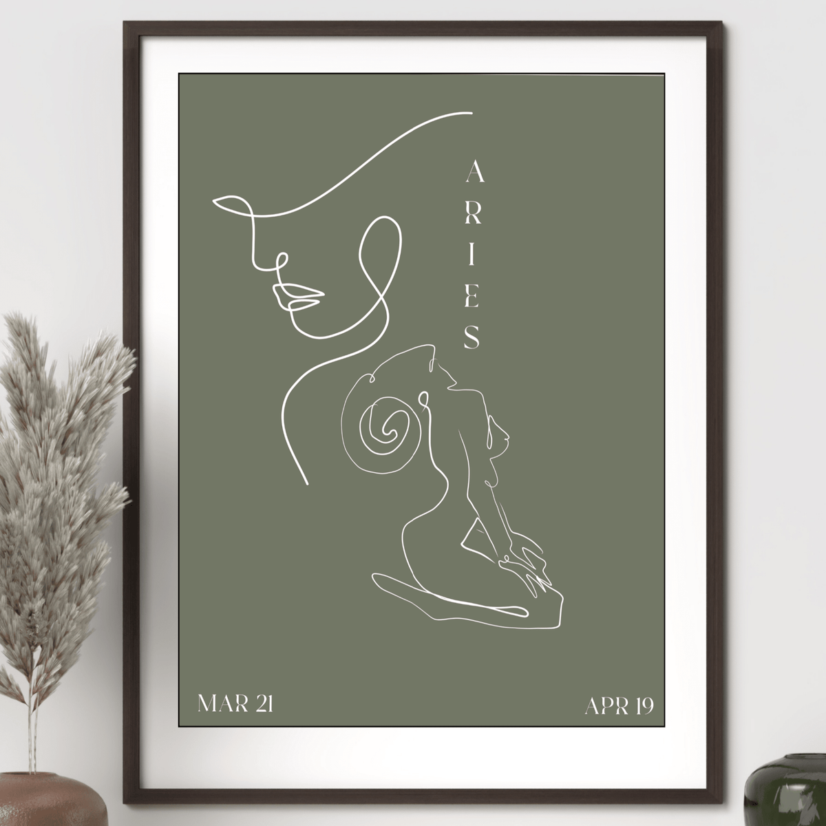 Aries Zodiac Print | Minimalist Line Art Wall Art