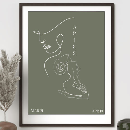 Aries Zodiac Print | Minimalist Line Art Wall Art