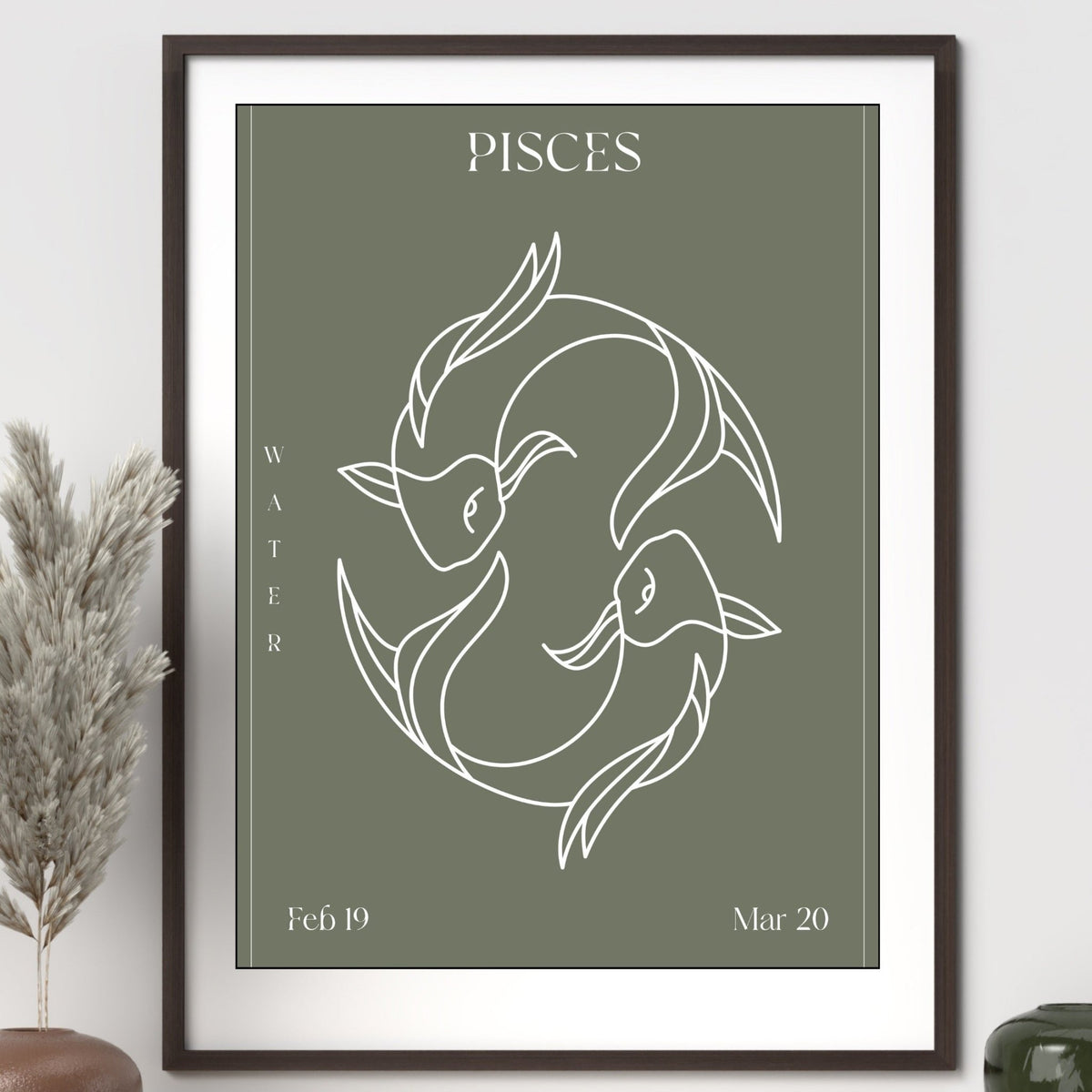 Pisces Zodiac Print | Minimalist Line Art Wall Art