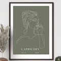 Capricorn Zodiac Print | Minimalist Line Art Wall Art