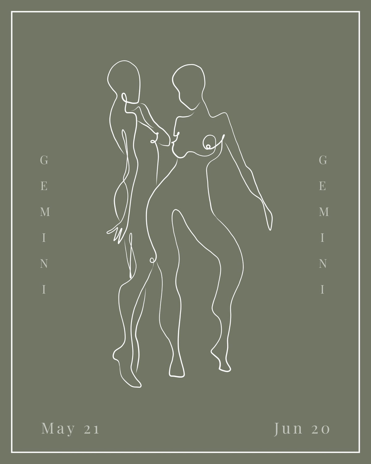 Gemini Zodiac Print | Minimalist Line Art Wall Art