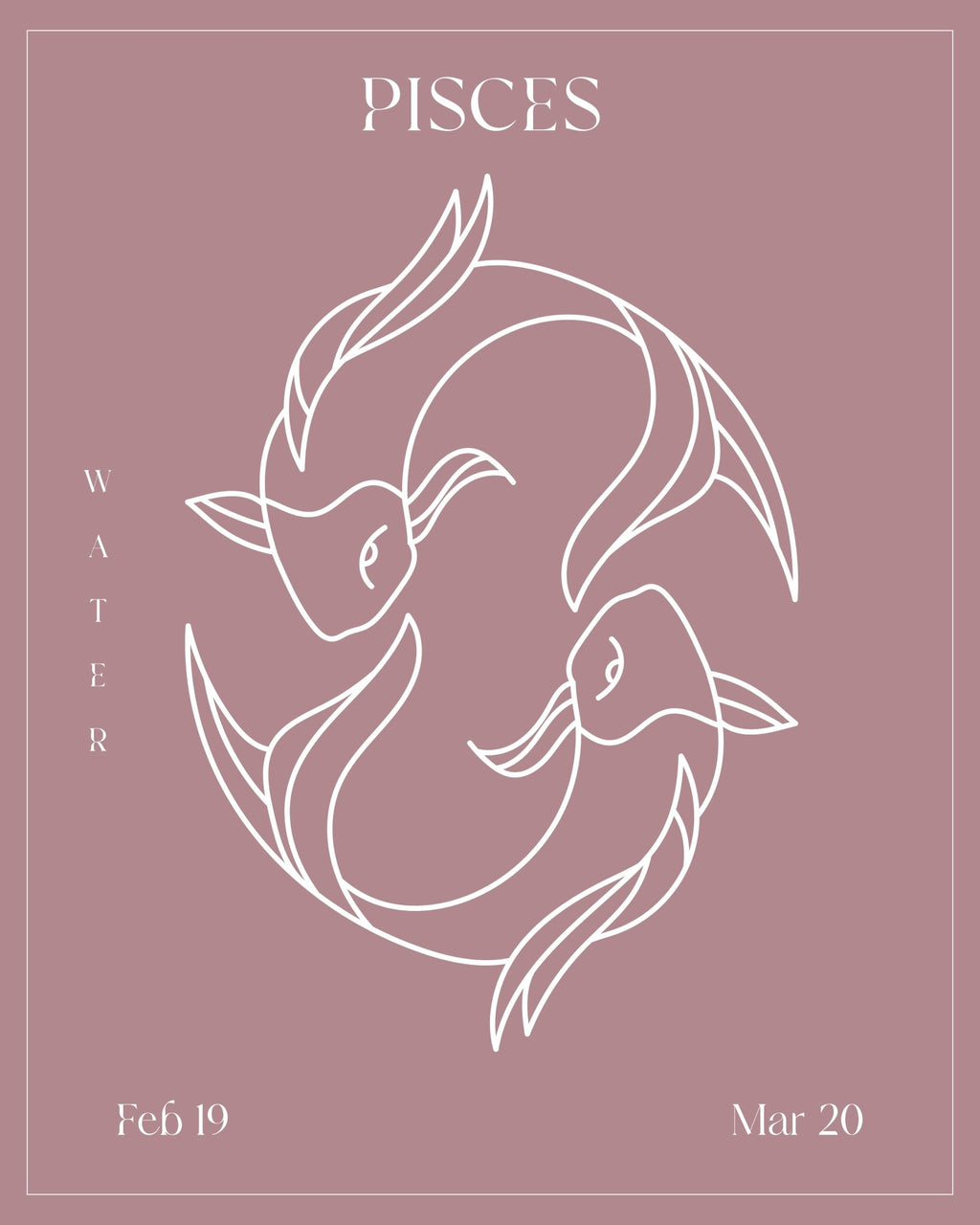 Pisces Zodiac Print | Minimalist Line Art Wall Art