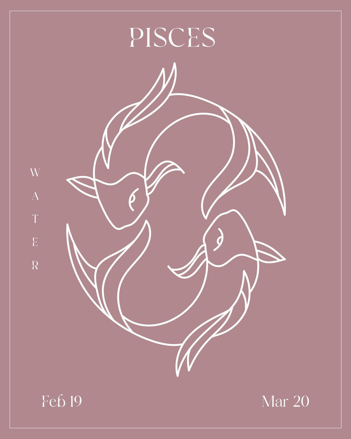 Pisces Zodiac Print | Minimalist Line Art Wall Art